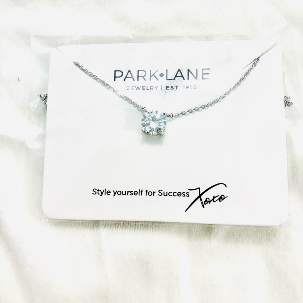 NWT-Brand -New —Park Lane Silver Necklace with Sparkling 1 Ct. Cubic Zirconia